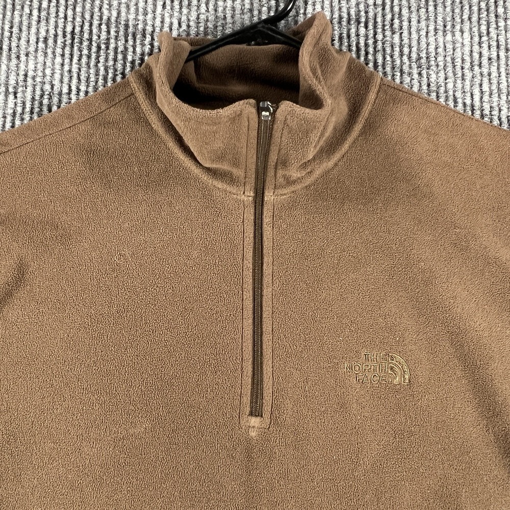 The North Face Mens Sweatshirt Medium Brown Long Sleeve 1/4 Zip Fleece Mock